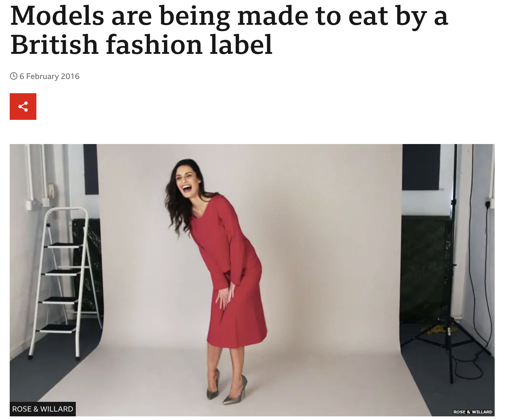 Rose & Willard fashion shoot in a red dress.
